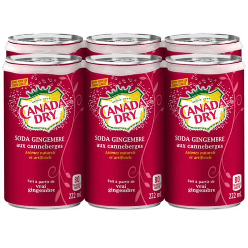 Canada Dry Soft Drink Ginger Ale Cranberry 6 x 222 ml (cans)