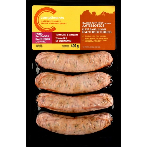 Compliments Sausage Naturally Simple Tomato & Onion 400 g