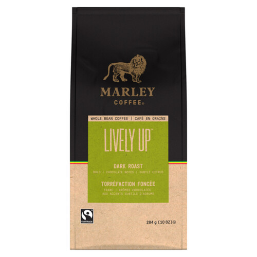 Marley Coffee Whole Bean Coffee Lively Up Dark Roast 284 g