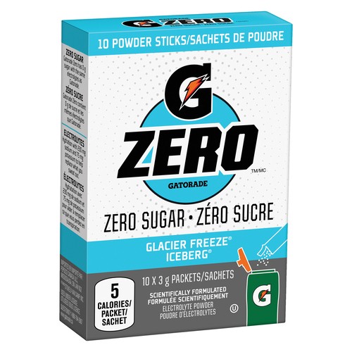 Gatorade Zero Sports Drinks Powder Sticks Glacier Freeze 10 x 3 g