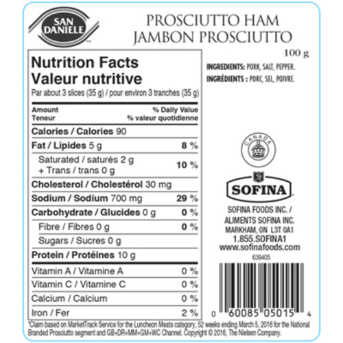 San Daniele Gluten-Free Prosciutto Ham 200 g