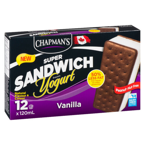 Chapman's Frozen Yogurt Sandwich Super Vanilla 12 EA