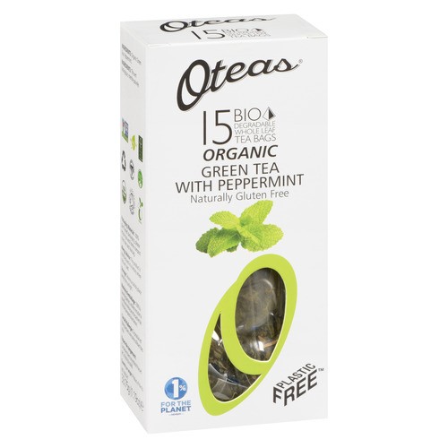 Oteas Organic Green Tea with Peppermint 15 Tea Bags