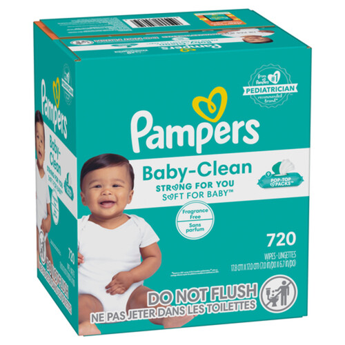 Pampers Baby Wipes Fragrance Free Pop-Top 720 Count