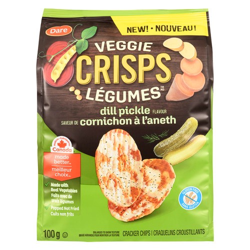 Dare Veggie Crisps Cracker Chips Dill Pickle Flavour 100 g