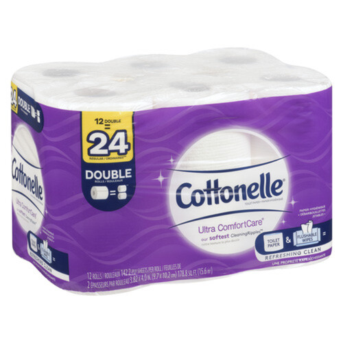 Cottonelle Toilet Paper Ultra Comfort Care 12 Double Rolls x 142 Sheets