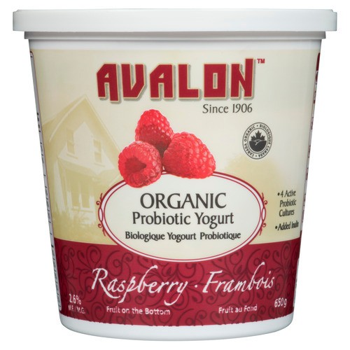 Avalon Dairy Organic 2.6% Probiotic Yogurt Raspberry 650 g