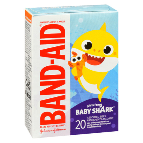 Band-Aid Baby Shark Bandages Assorted Sizes 20 EA