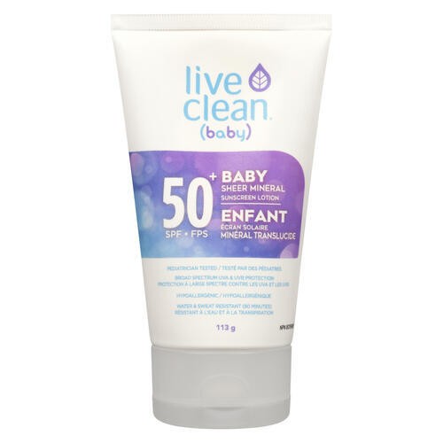 Live Clean Baby Sheer Mineral Sunscreen SPF 50 113 g