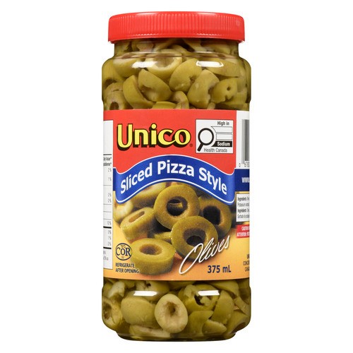 Unico Green Olives Sliced Pizza Style 375 ml