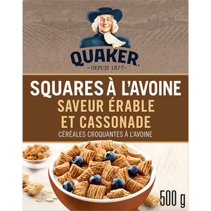 Quaker Squares à l'avoine céréales à saveur d'érable et de cassonade 500 g