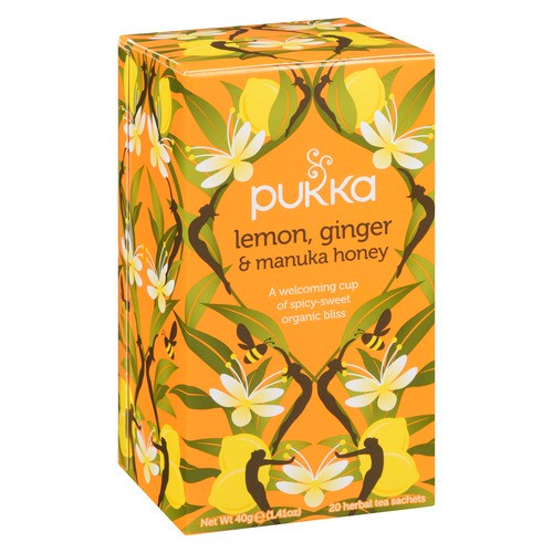 Pukka Organic Herbal Tea Lemon Ginger & Manuka Honey 20 Tea Bags