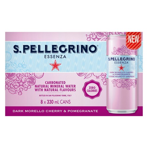 San Pellegrino Carbonated Water Cherry & Pomegranate 8 x 330 ml (cans)