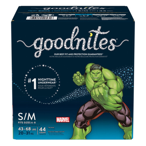 Goodnites Boys Nighttime Underwear Size S/M (43-68 lbs) 44 Count