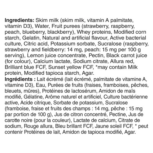 Yoplait Source 0% Traditional Yogurt Smooth Cups Variety Pack 16 x 100 g