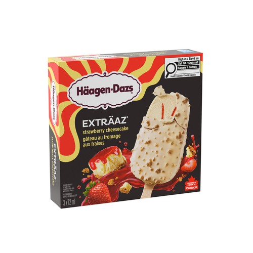 Häagen-Dazs Exträaz Ice Cream Bars Strawberry Cheesecake 3 x 72 ml