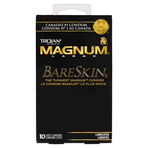 Trojan Latex Condoms Magnum Bareskin Lubricated 10 Count