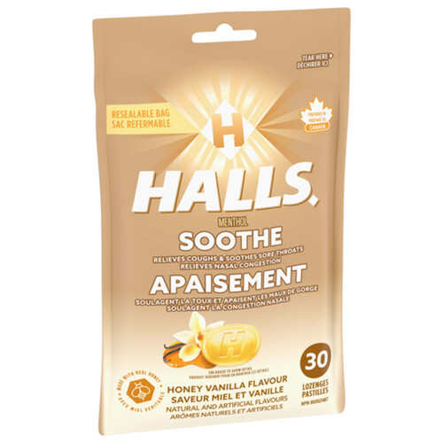 Halls Mentho-Lyptus Honey Cough Drops Vanilla Flavour 30 Lozenges