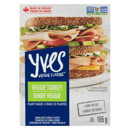 Yves Veggie Cuisine Low In Fat  Plant Based Turkey Slices 155 g