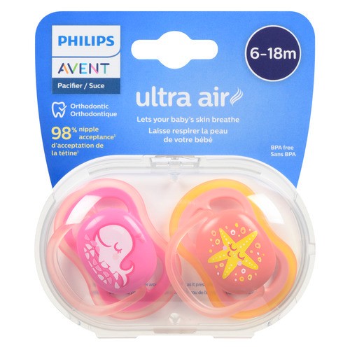Philips Avent Ultra Air Pacifier 6-18 Months Paw/Whale 2 Pack