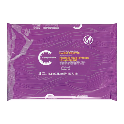 Compliments Night Calming Makeup Remover Wipes 25 Wipes