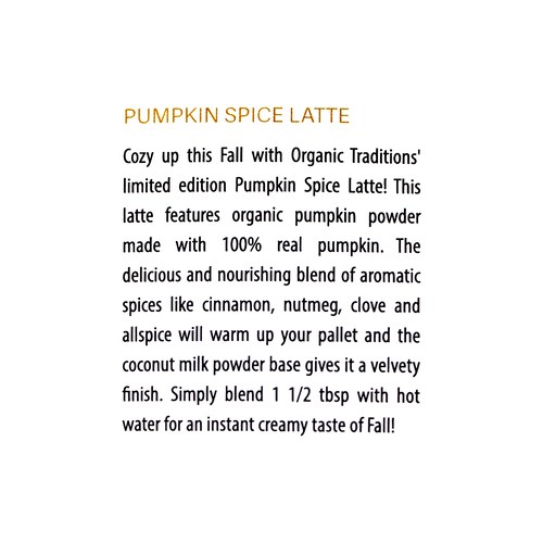 Organic Traditions Latte Mix Pumpkin Spice 150 g