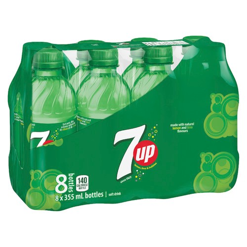 7Up Soft Drink Bottles Lemon & Lime 8 x 355 ml (bottles)