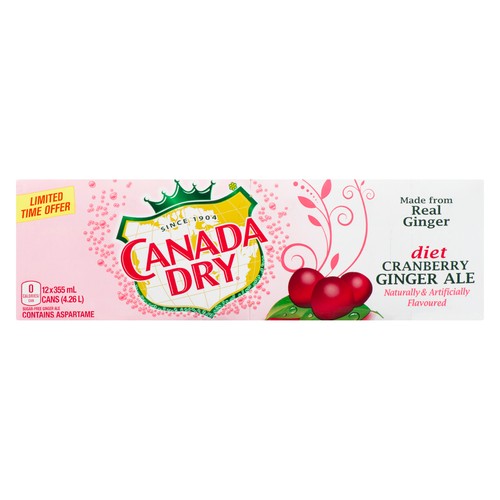 Canada Dry Diet Ginger Ale Cranberry 12 x 355 ml (cans)