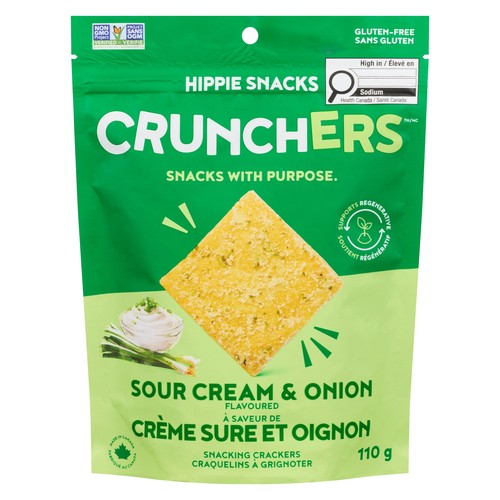 Hippie Snacks Crunchers Crackers Sour Cream & Onion 110 g