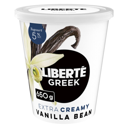 Liberté Greek 5% Extra Creamy Yogurt Vanilla Bean High Protein 650 g