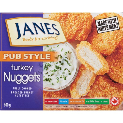 Janes Frozen Turkey Nuggets Fully Cooked Breaded Cutlettes 600 g