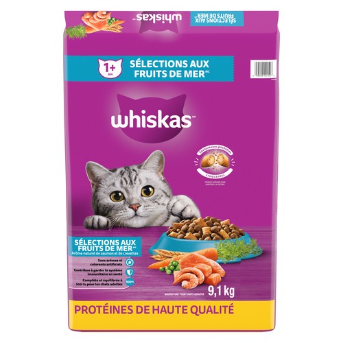 Whiskas Selections Adult Dry Cat Food Seafood Flavour 9.1 kg