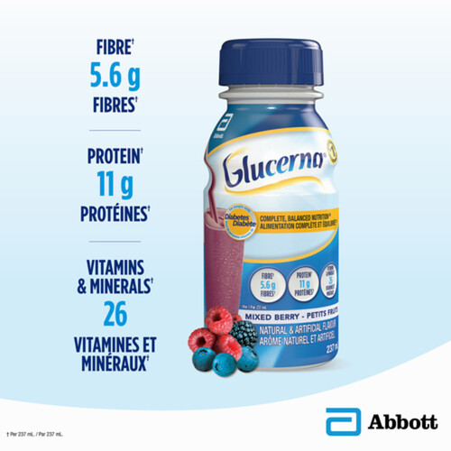 Glucerna Meal Replacement Shakes Mixed Berry 6 x 237 ml (bottles)