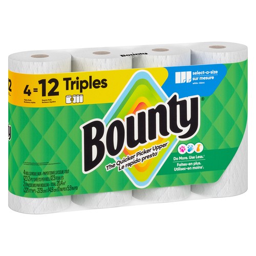 Bounty Paper Towel 2-Ply 4 Triple Rolls x 123 Sheets