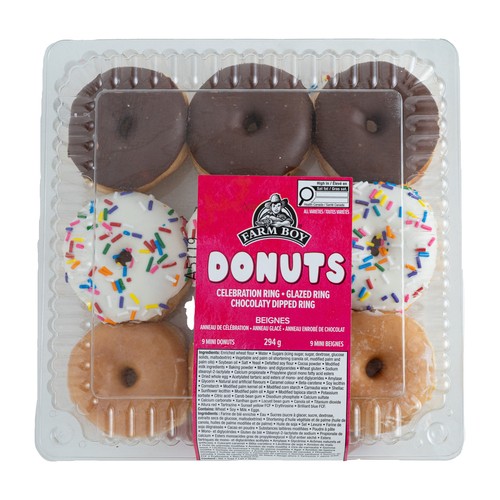 Farm Boy Donuts Celebration Ring Glazed Ring Chocolaty Dipped Ring 294 g