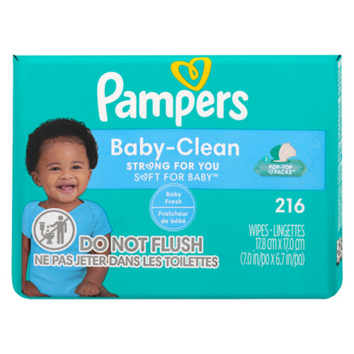 Pampers Baby Wipes Baby Fresh Scented 3 x Pop-Top Packs 216 Count