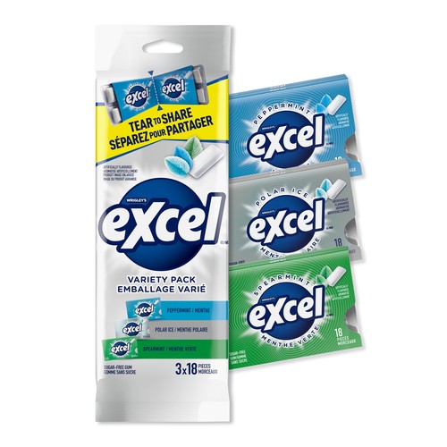Excel Sugar Free Chewing Gum Variety Flavoured Pack of 18 Piece 3 EA