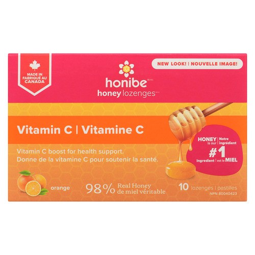 Honibe Honey Lozenges Vitamin C Orange 10 Count
