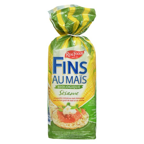 Real Foods Gluten-Free Corn Thins Sesame 150 g
