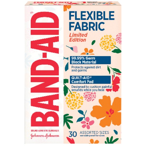 Band-Aid Adhesive Bandages Flexible Fabric Assorted Sizes 30 Count