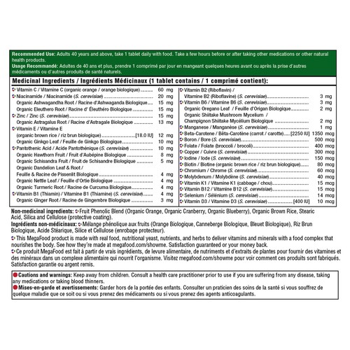 MegaFood Gluten-Free Multivitamin Men Over 40 One Daily Tablets 72 Count