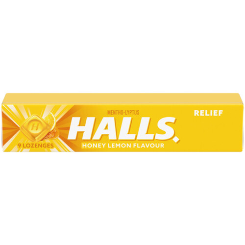 Halls Mentho-Lyptus Cough Drops Lozenges Honey Lemon 9 Count