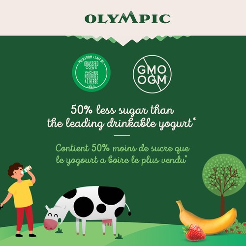 Olympic Kids Organic Drinkable Yogurt Strawberry Banana 4 x 190 ml
