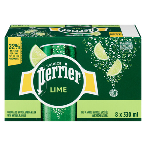 Perrier Sparkling Water Lime 8  x 330 ml (cans)