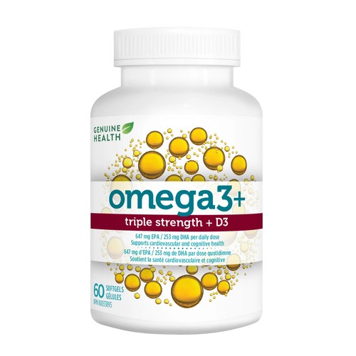 Genuine Health Omega3+ Softgels Triple Strength + D3 60 Count