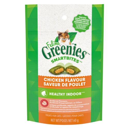 Feline Greenies Smartbites Adult Cat Treats Natural Dental Chicken 60 g