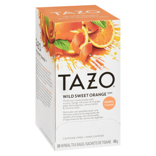 Tazo Caffeine-Free Herbal Tea Wild Sweet Orange 20 Tea Bags 