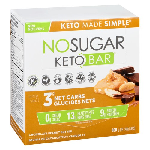 No Sugar Keto Bars Chocolate Peanut Butter 12 x 40 g