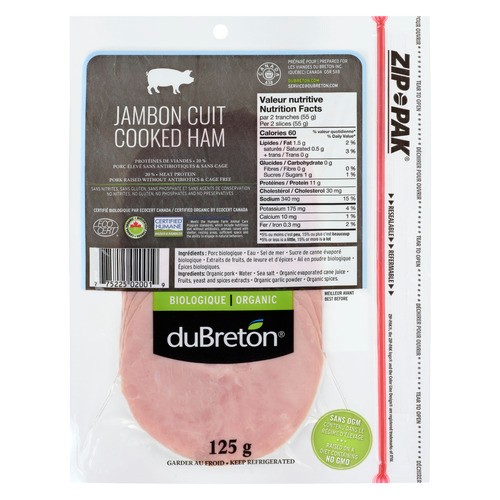 DuBreton Organic Ham Cooked 125 g