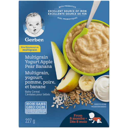 Gerber Stage 3 Baby Cereal Multigrain Yogurt Apple Pear & Banana 227 g